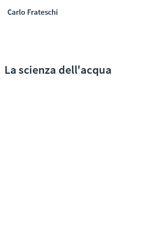 La scienza dell'acqua
