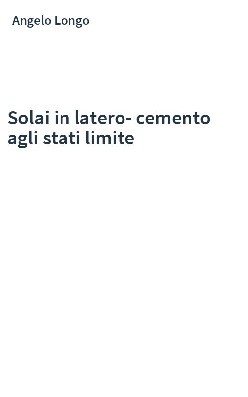 Solai in latero-cemento agli stati limite