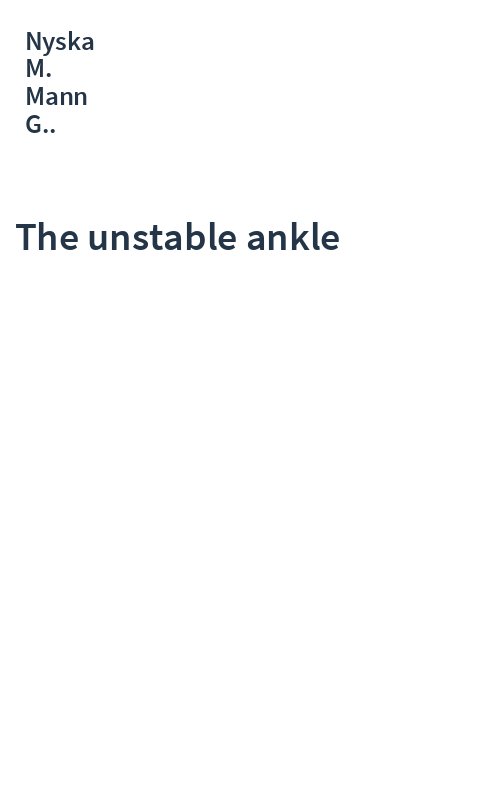 The unstable ankle