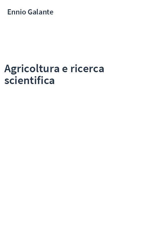 Agricoltura e ricerca scientifica