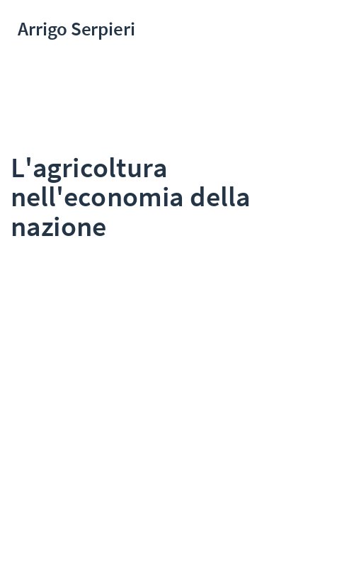 L'agricoltura nell'economia della nazione