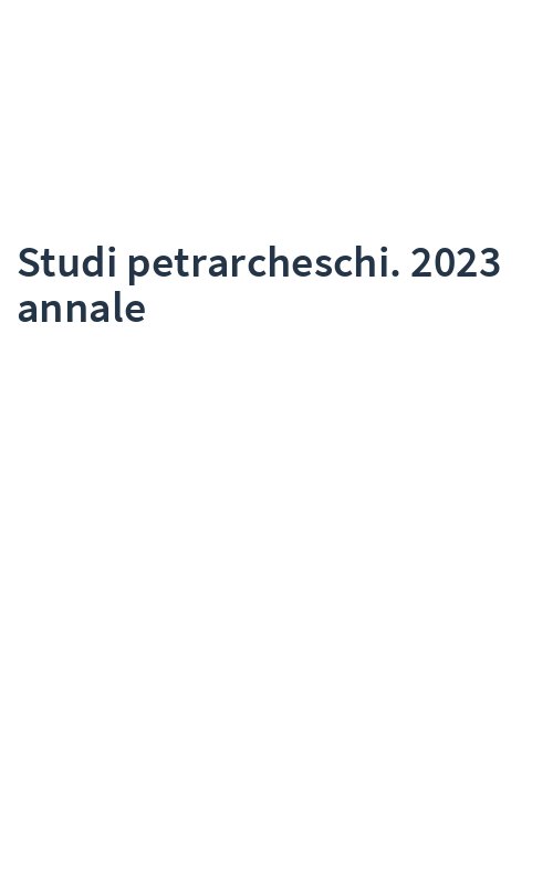Studi petrarcheschi. 2023 annale