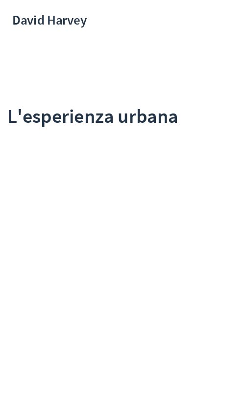 L'esperienza urbana