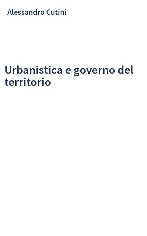 Urbanistica e governo del territorio
