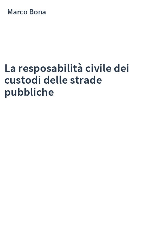 La resposabilità civile dei custodi delle strade pubbliche