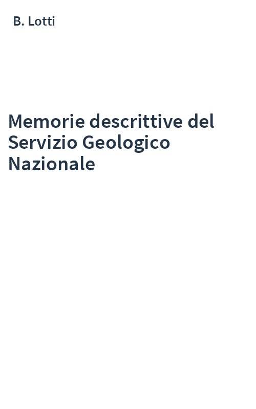 Memorie descrittive del Servizio Geologico Nazionale