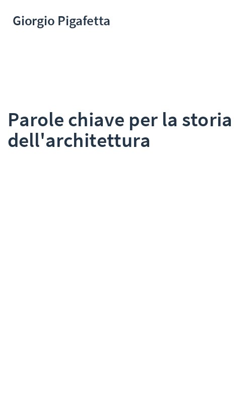 Parole chiave per la storia dell'architettura