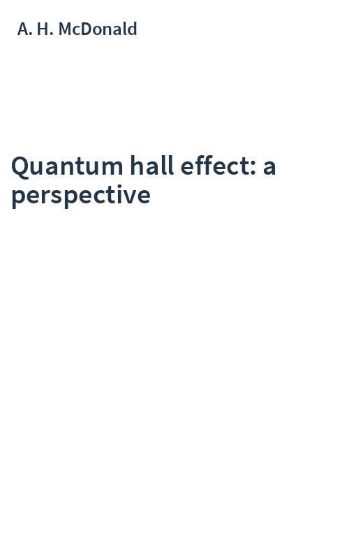 Quantum hall effect: a perspective
