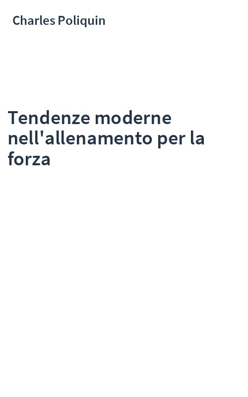 Tendenze moderne nell'allenamento per la forza