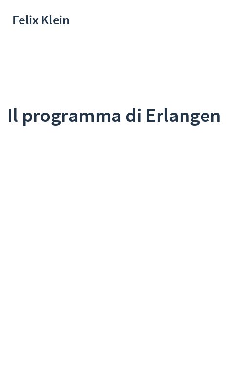 Il programma di Erlangen