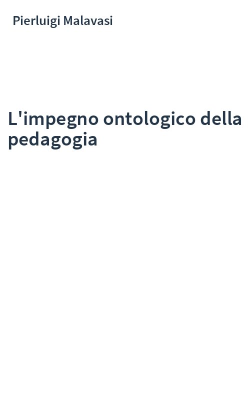 L'impegno ontologico della pedagogia