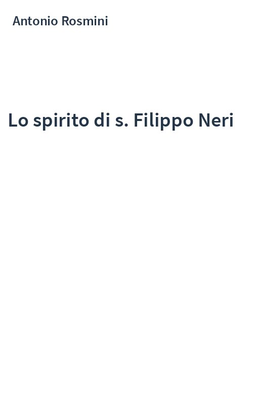 Lo spirito di s. Filippo Neri