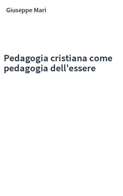 Pedagogia cristiana come pedagogia dell'essere