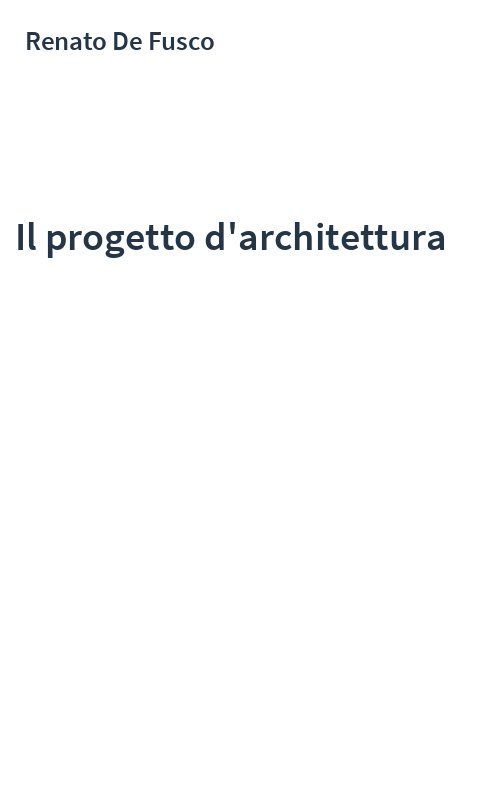Il progetto d'architettura