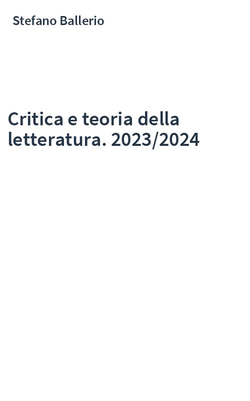 Critica e teoria della letteratura. 2023/2024