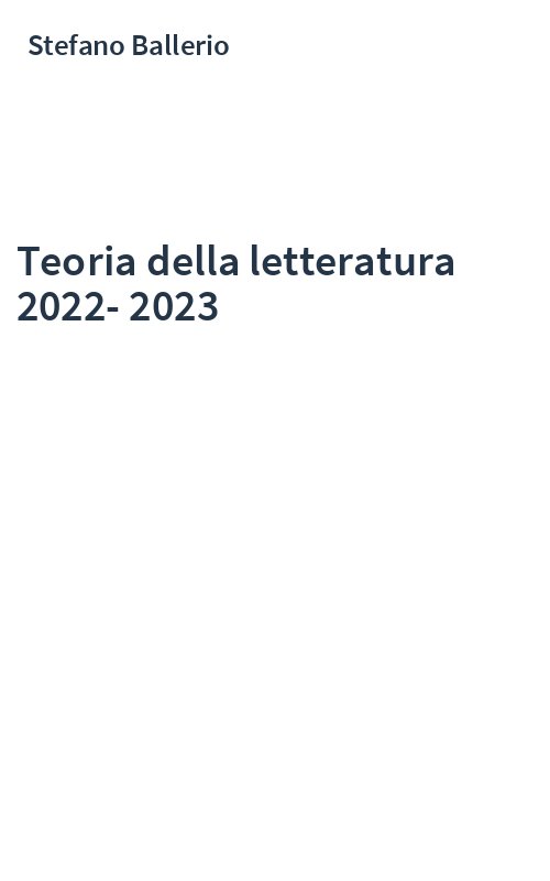 Teoria della letteratura 2022-2023