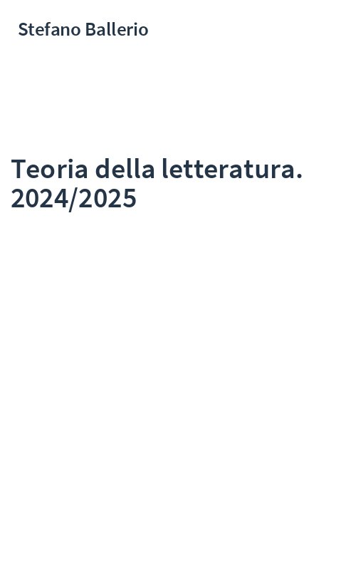Teoria della letteratura. 2024/2025