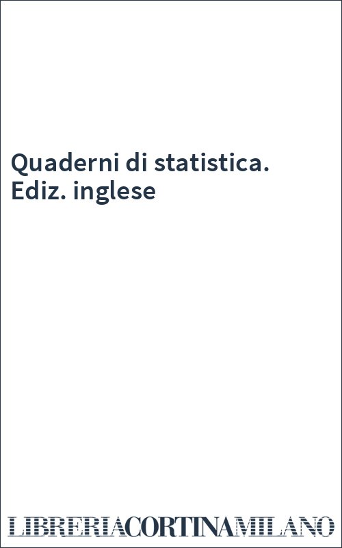 Quaderni di statistica. Ediz. inglese
