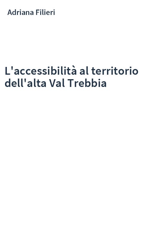 L'accessibilità al territorio dell'alta Val Trebbia