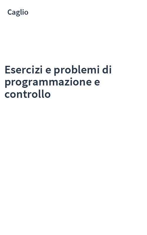 Esercizi e problemi di programmazione e controllo