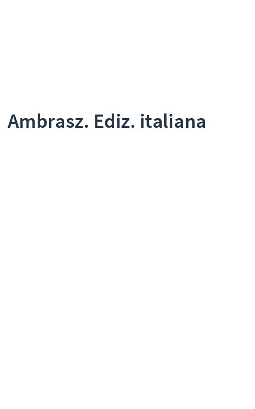 Ambrasz. Ediz. italiana