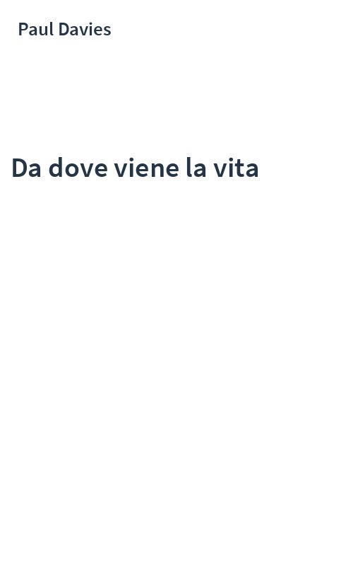 Da dove viene la vita