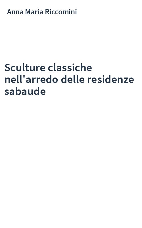 Sculture classiche nell'arredo delle residenze sabaude