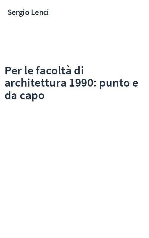 Per le facoltà di architettura 1990: punto e da capo