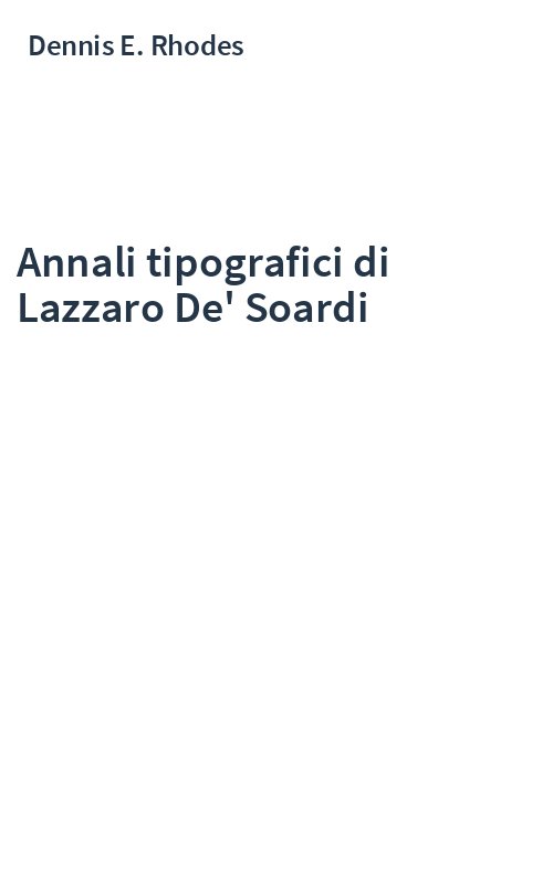 Annali tipografici di Lazzaro De' Soardi