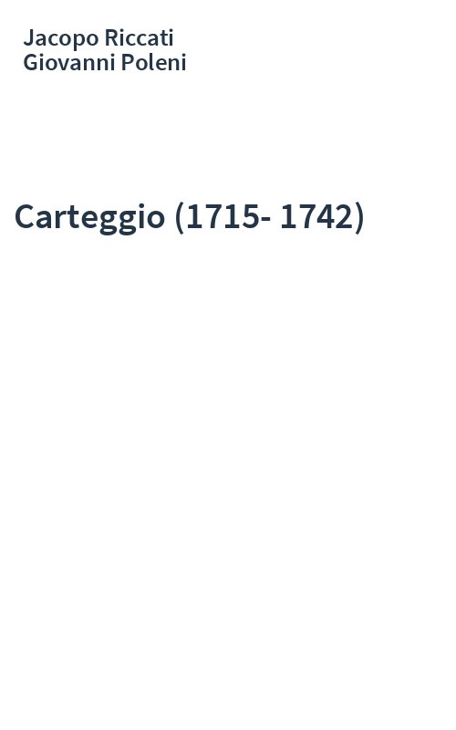 Carteggio (1715-1742)