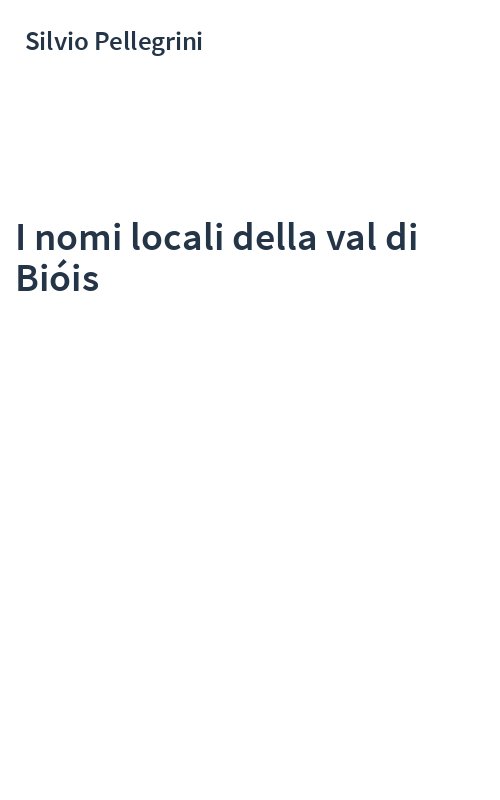 I nomi locali della val di Bióis