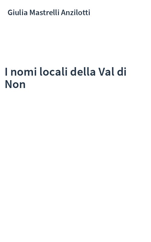 I nomi locali della Val di Non