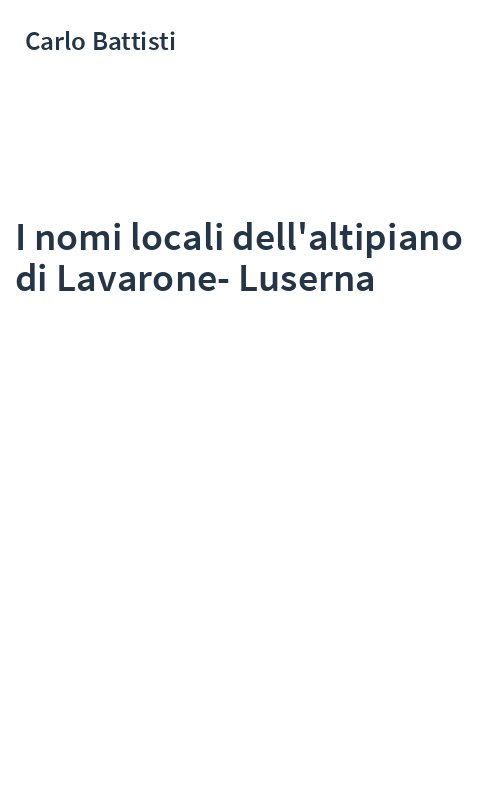 I nomi locali dell'altipiano di Lavarone-Luserna