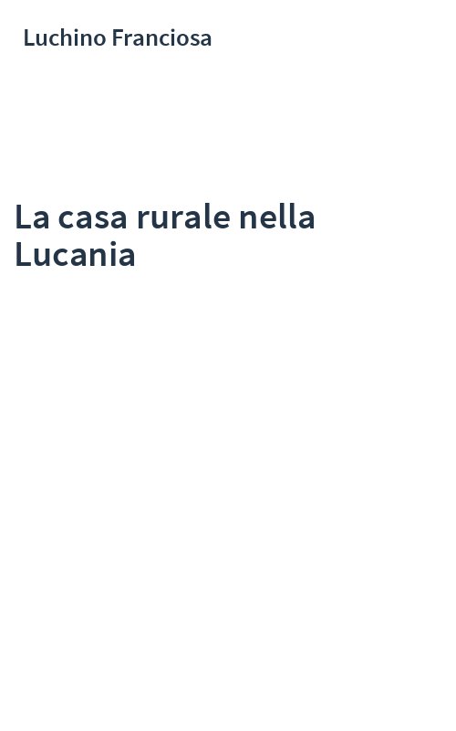La casa rurale nella Lucania
