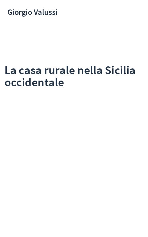 La casa rurale nella Sicilia occidentale