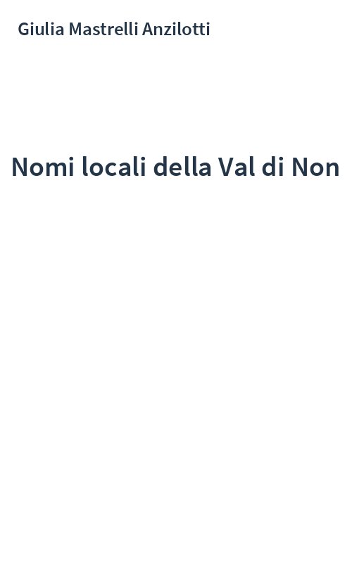 Nomi locali della Val di Non