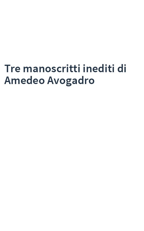 Tre manoscritti inediti di Amedeo Avogadro