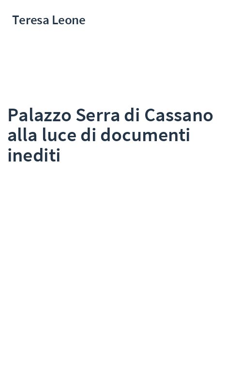 Palazzo Serra di Cassano alla luce di documenti inediti