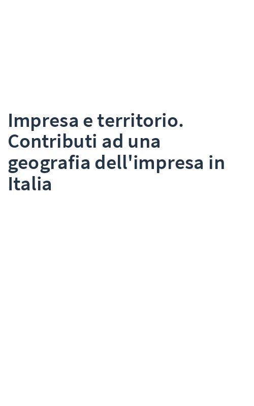 Impresa e territorio. Contributi ad una geografia dell'impresa in Italia