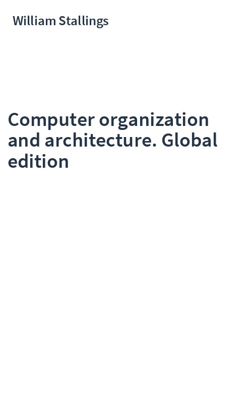 Computer organization and architecture. Global edition