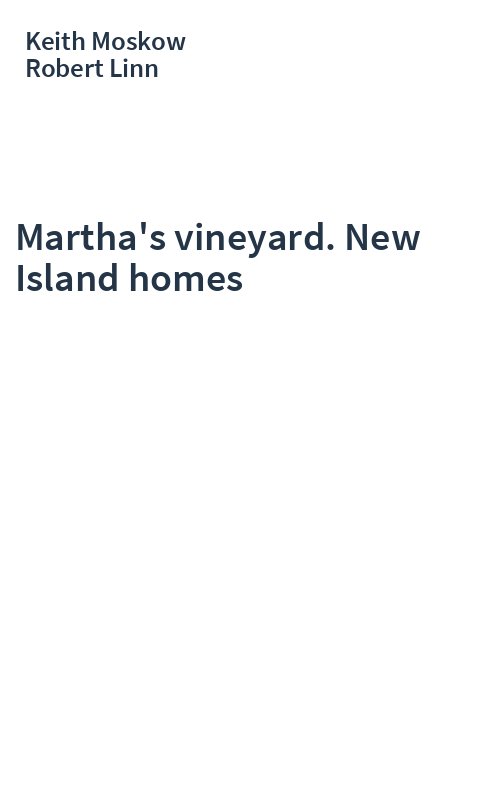Martha's vineyard. New Island homes