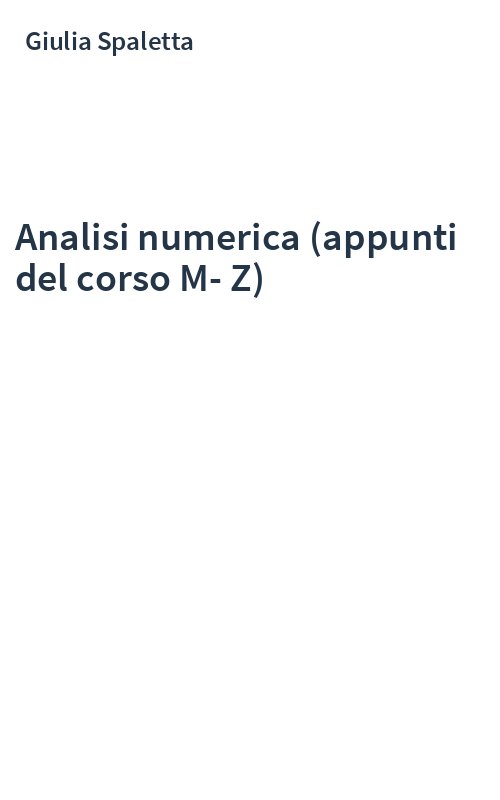 Analisi numerica (appunti del corso M-Z)