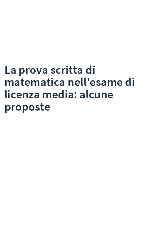 La prova scritta di matematica nell'esame di licenza media: alcune proposte