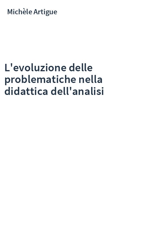 L'evoluzione delle problematiche nella didattica dell'analisi