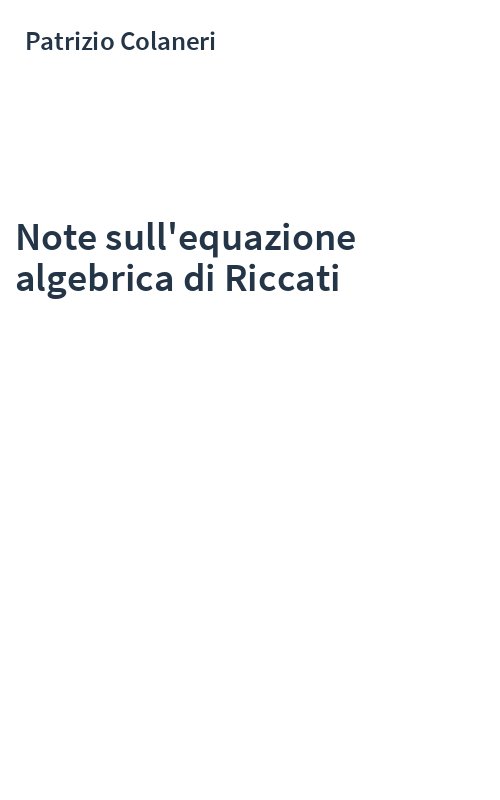 Note sull'equazione algebrica di Riccati