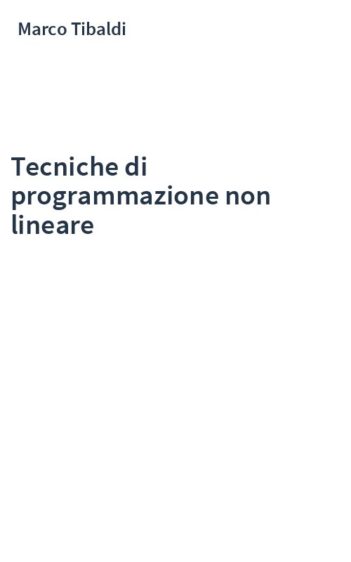 Tecniche di programmazione non lineare