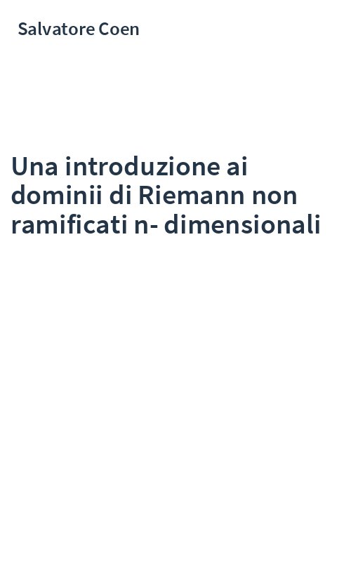 Una introduzione ai dominii di Riemann non ramificati n-dimensionali