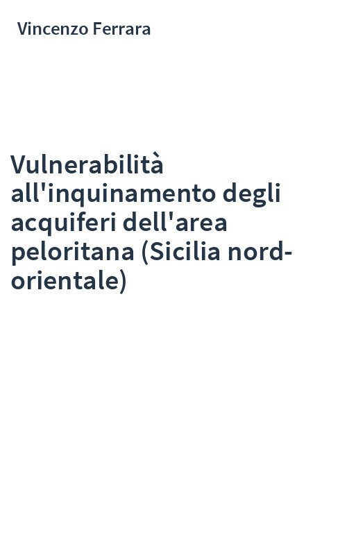 Vulnerabilità all'inquinamento degli acquiferi dell'area peloritana (Sicilia nord-orientale)