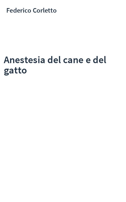 Anestesia del cane e del gatto