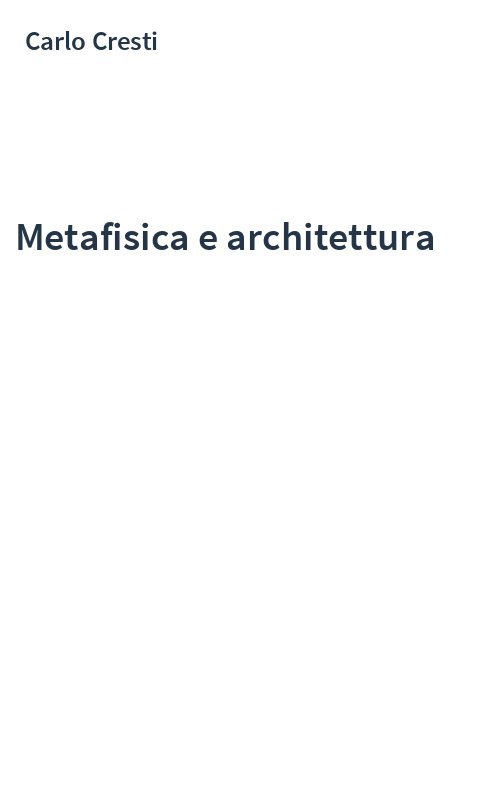 Metafisica e architettura